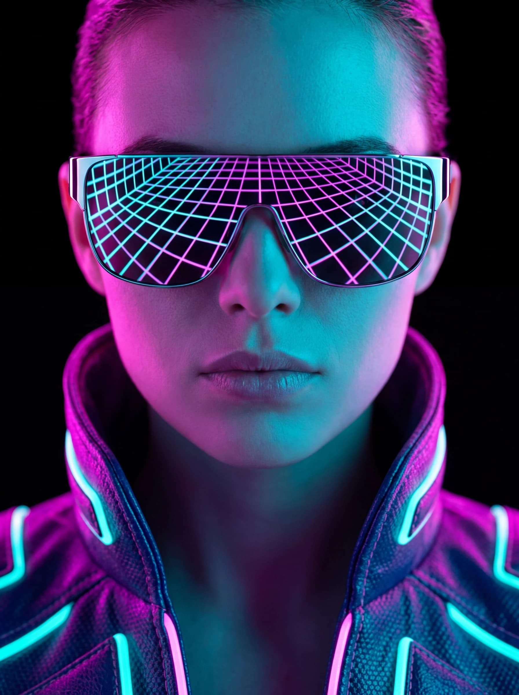 80s Synthwave fashion photography example 3