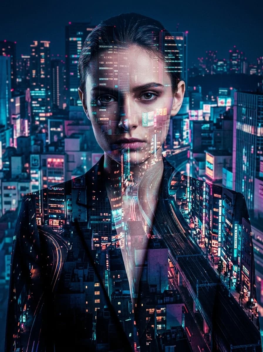 Double Exposure fashion photography example 2