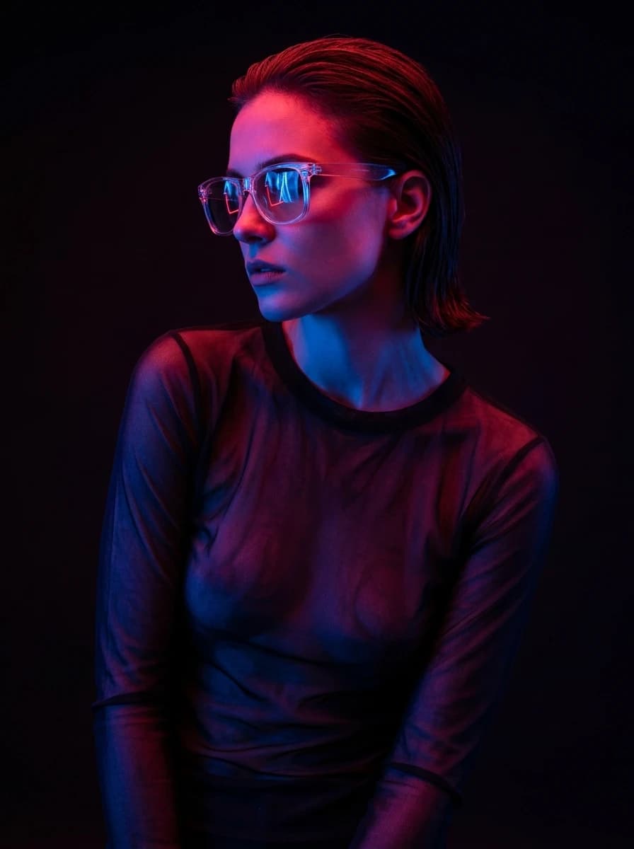 Neon / Gel Lighting fashion photography example 2