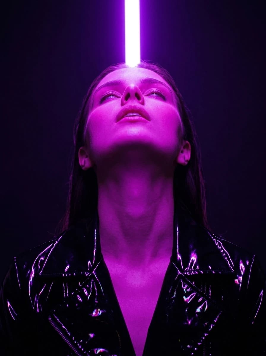 Neon / Gel Lighting fashion photography example 3