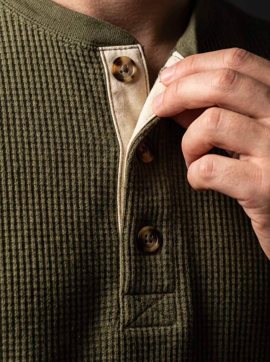 AI generated Henley Shirts example - Close Up