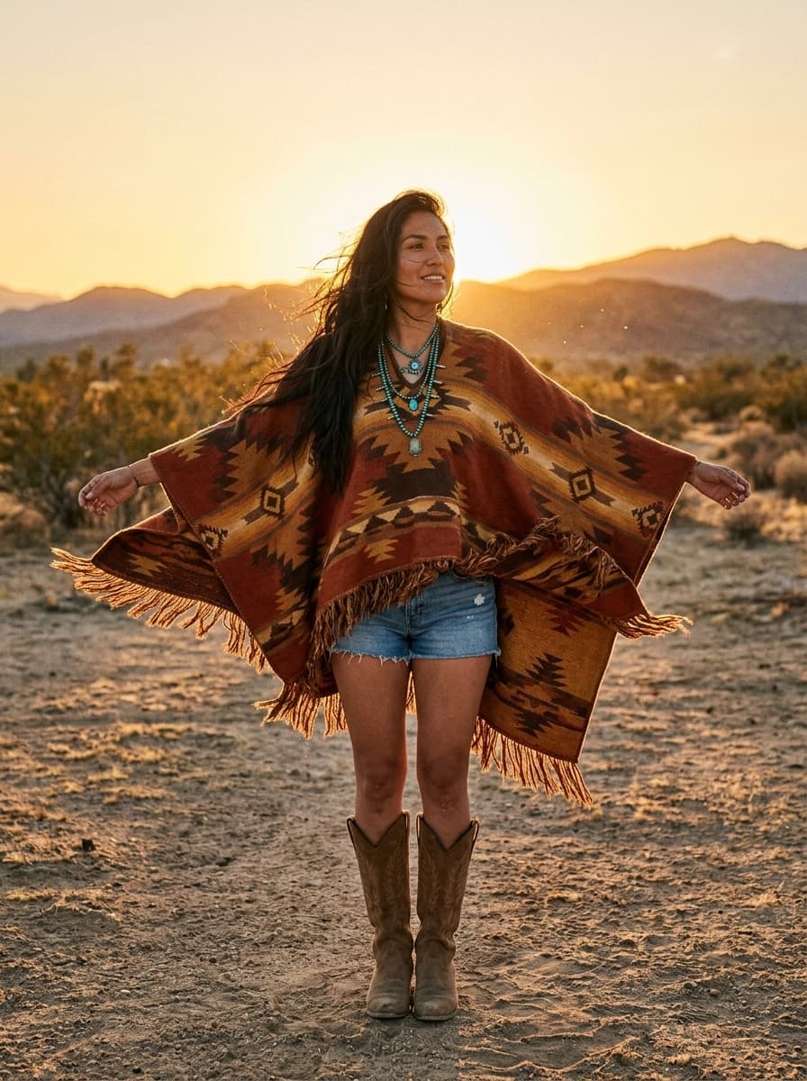 Professional AI photography showcasing Ponchos