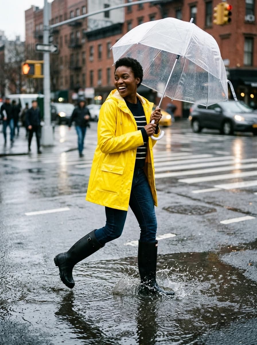 Professional AI photography showcasing Raincoats